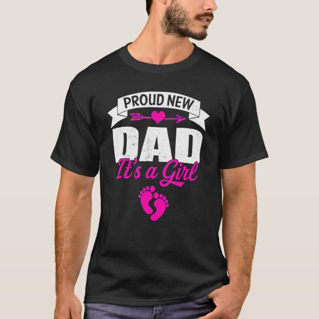 Mens Retro Familie stolz New Dad Es ist ein Mädche T-Shirt (Vorderseite)