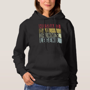 Mens Retro Husband Vater Drummer Legende für Vater Hoodie