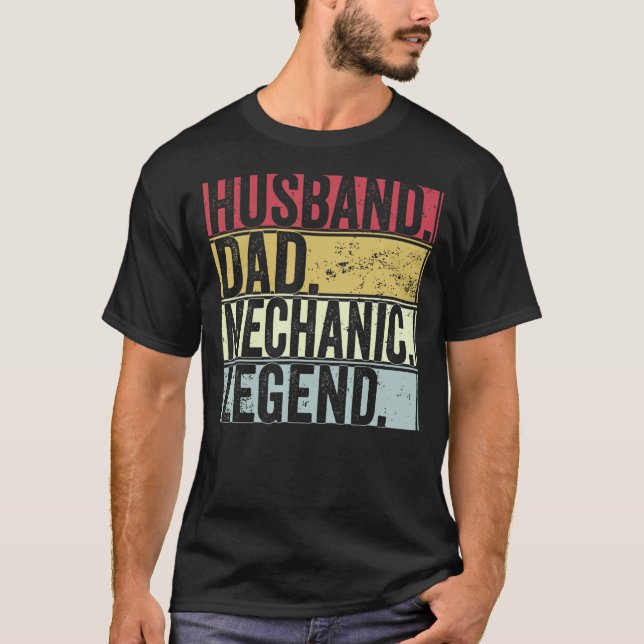 Mens Retro Husband Vater Mechanische Legende für F T-Shirt (Vorderseite)