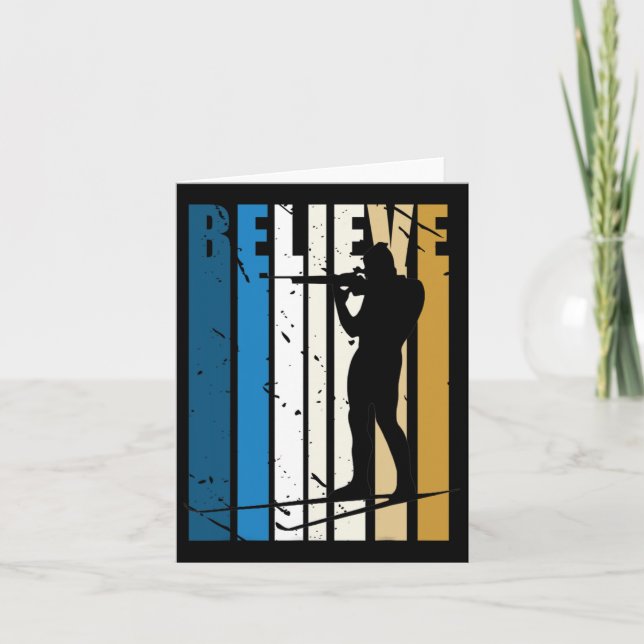 Mens Retro Mens Biathlon Ziel Shooting Gun Winte Karte (Vorderseite)