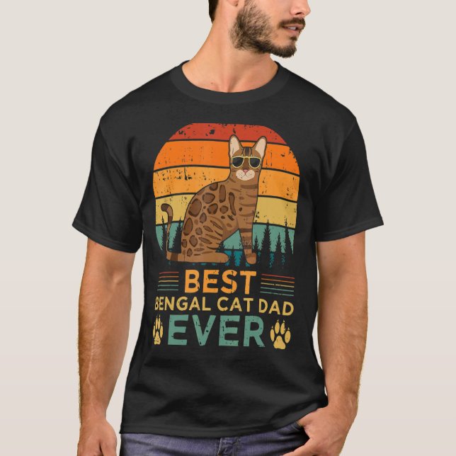Mens Retro Style Best Bengalisch Cat Vater je Vate T-Shirt (Vorderseite)