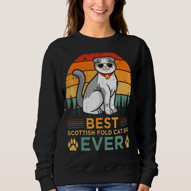 Mens Retro Style Best Scottish Fold Cat Vater Ever Sweatshirt (Vorderseite)