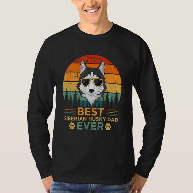Mens Retro Style Bester sibirischer Husky-Vater je T-Shirt (Vorderseite)