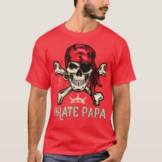 Mens Retro Style Skull Skeleton Pirate Papa Vater T-Shirt