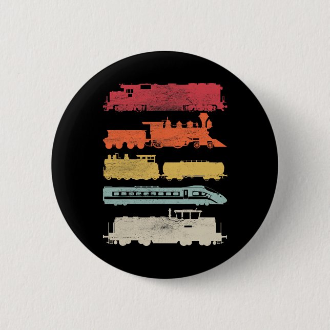 Mens Retro Trains Lovers Vintage Eisenbahn Bahn Button (Vorderseite)