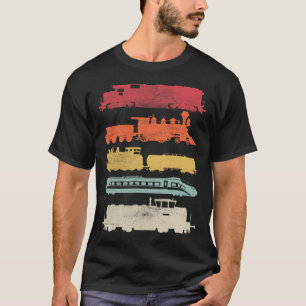 Mens Retro Trains Lovers Vintage Eisenbahn Bahn T-Shirt