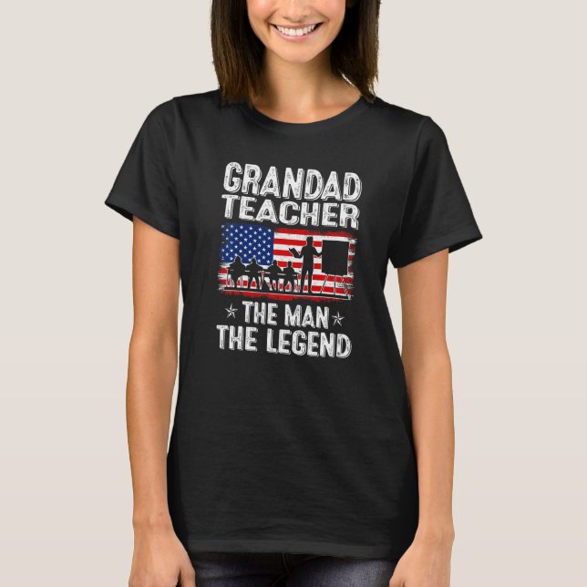 Mens Retro Us Flag Father's Day Grandad Teacher Th T-Shirt (Vorderseite)