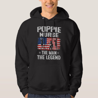 Mens Retro US Flag Vater's Day Poppie Nurse The L Hoodie