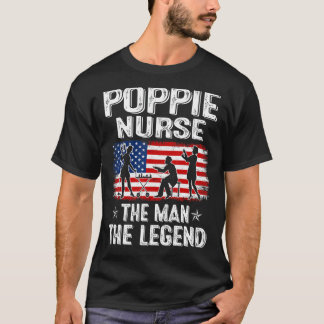 Mens Retro US Flag Vater's Day Poppie Nurse The L T-Shirt