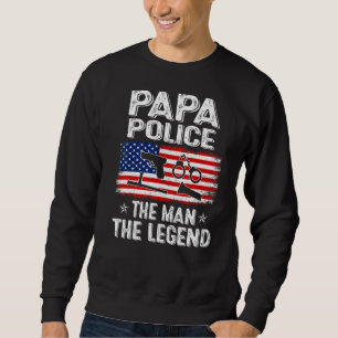 Mens Retro US Flag Vatertag Papa Polizei Le Le Sweatshirt