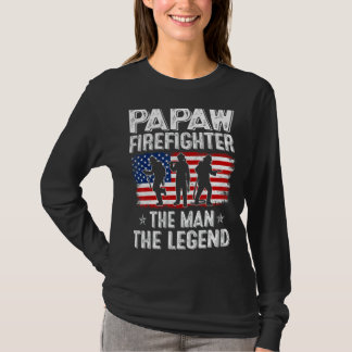 Mens Retro US Flag Vatertag Papaw Feuerwehrmann T-Shirt