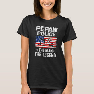Mens Retro US Flag Vatertag Pepaw Polizei L T-Shirt