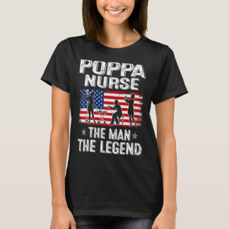 Mens Retro US Flag Vatertag Poppa Nurse The Le T-Shirt