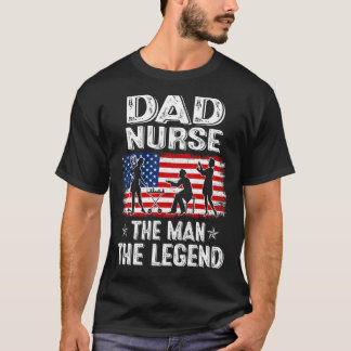 Mens Retro US Flag Vatertag Vater Nurse The Lege T-Shirt