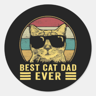 Mens Retro Vintage Best Cat Dad Ever Cat Daddy Runder Aufkleber