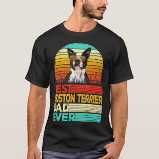 Mens Retro Vintage Bester Boston Terrier Dad Ever T-Shirt