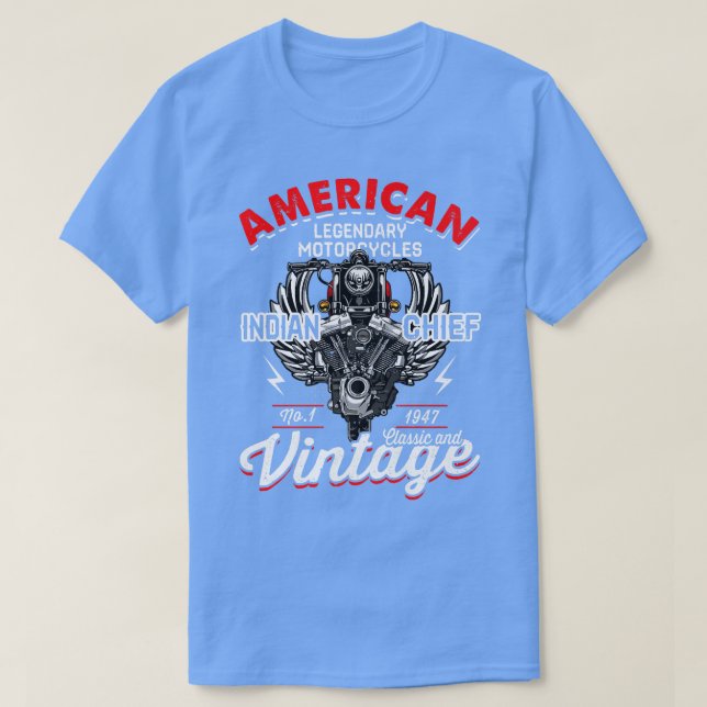 Mens Retro Vintages amerikanisches Motorrad Indian T-Shirt (Design vorne)
