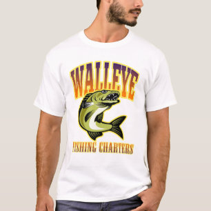 Mens Retro Walleye Angelcharter T - Shirt