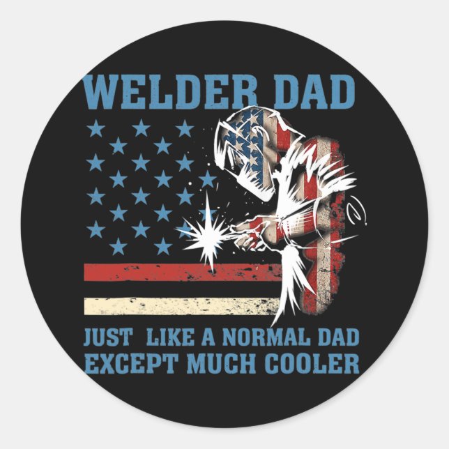 Mens Retro Welder Dad Just Like A Normal Dad Runder Aufkleber (Vorderseite)