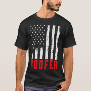 Mens Roofer American Flag 4. Juli Gift Dachdecker  T-Shirt