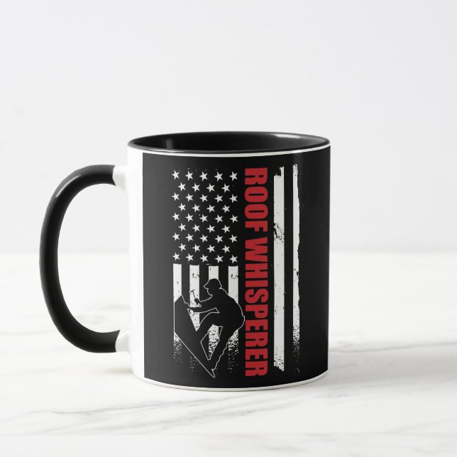 Mens Roofer American Flag Dachdecker Whisperer Dac Tasse (Links)