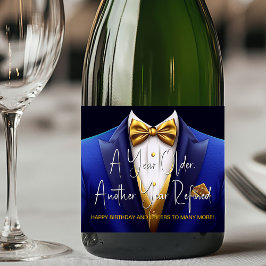 Mens Royal Blue Gold Tuxedo Birthday Champagne