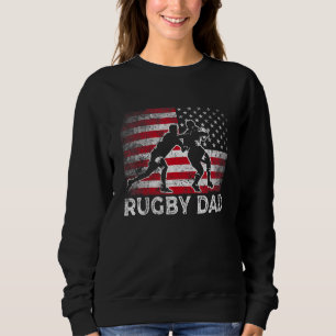 Mens Rugby Vater Vintag American Flag Retreto Vate Sweatshirt