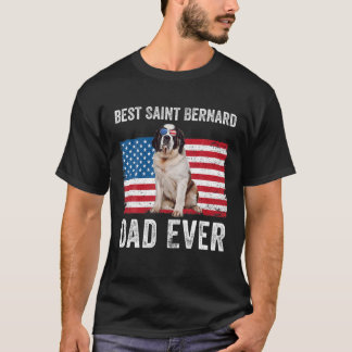 Mens Saint Bernard Vater American Flag St Bernard  T-Shirt