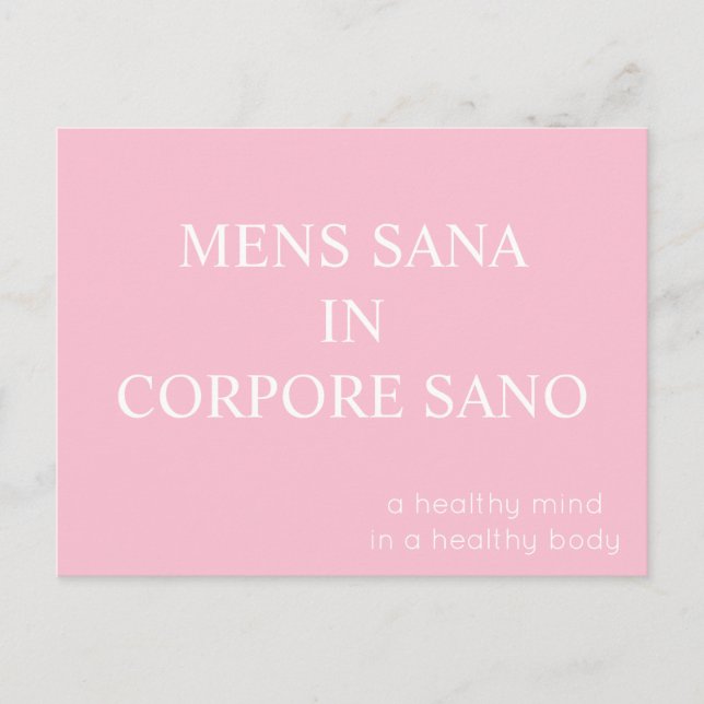 Mens Sana in Corpore Sano Postcard - Rosa Postkarte (Vorderseite)
