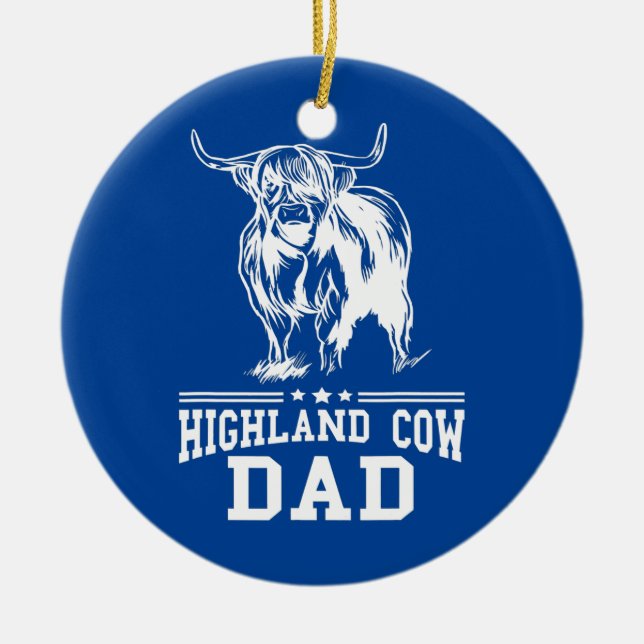 Mens Scottish Highland Cow Vater Bauer Father Keramik Ornament (Vorne)