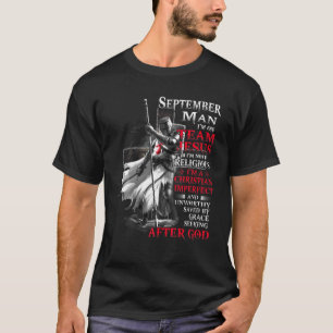 Mens September Mann bin ich im Team Jesus ich bin T-Shirt