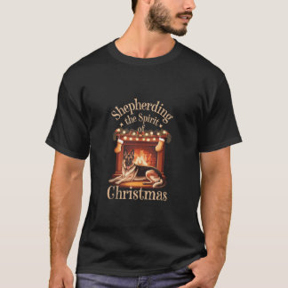 Mens Shepherding Spirit German Shepherd Christmas  T-Shirt