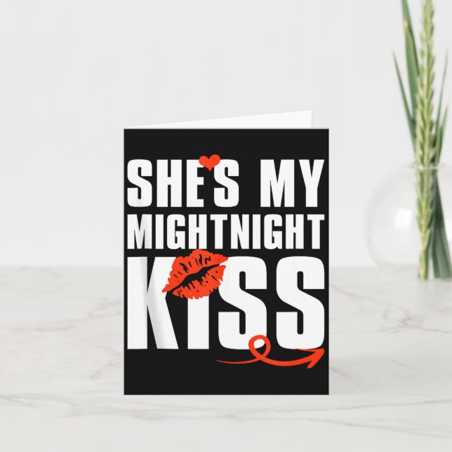 Mens She's My Midnight Kiss Happy New Year Matchin Karte (Vorderseite)