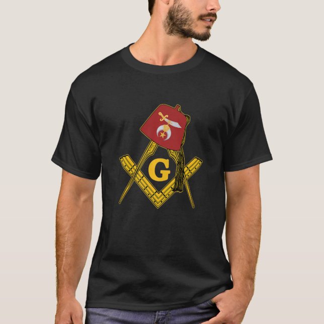 Mens Shriner Fez Mason Compass Noble Mystic Shrine T-Shirt (Vorderseite)