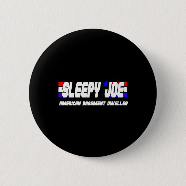 Mens Sleepy Joe Basement Dweller Pro Trump Anti Bi Button (Vorderseite)