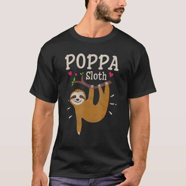 Mens Sloth Graphic Spaß Zoo Animal Poppa T-Shirt (Vorderseite)