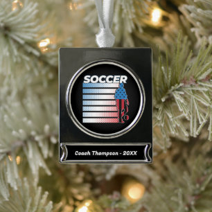 Men's Soccer Patriotic USA Flag Banner-Ornament Silber