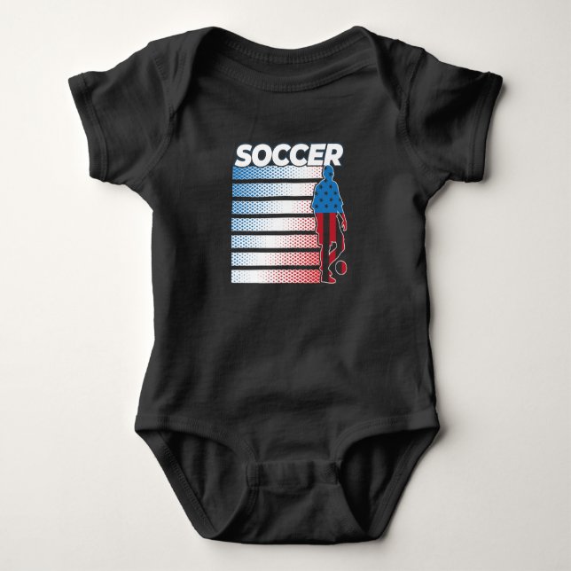 Mens Soccer Red White Blue Baby Strampler (Vorderseite)