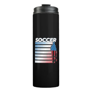 Mens Soccer Red White Blue Thermosbecher