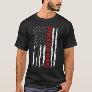 Mens Soccer Vater American Flag Retro Männer Vater T-Shirt