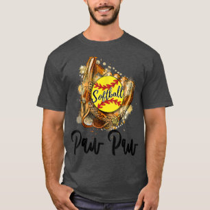 Mens Softball Paw  T-Shirt