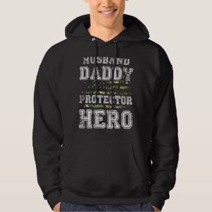 Mens Soldier Daddy Husband Protector Hero Fathers Hoodie
