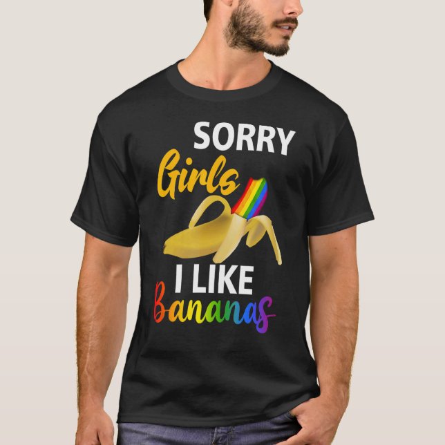 Mens Sorry Girl I like Rainbow Bananas LGBT Gay Pr T-Shirt (Vorderseite)