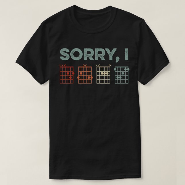 Mens Sorry I-DGAF versteckte Message Guitar Chords T-Shirt (Design vorne)