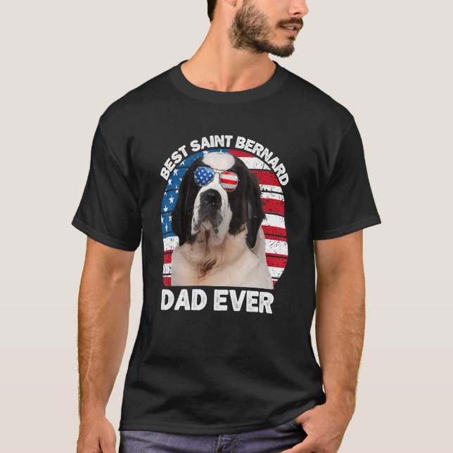 Mens St Bernard Vater American Flag Saint Bernard  T-Shirt (Vorderseite)