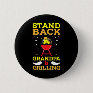 Mens Stand byck Grandpa grillt sonnige Grillen Fat Button
