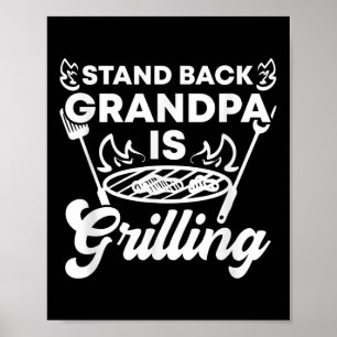 Mens stehen zurück Opa Grillt witzige Grillen Gril Poster