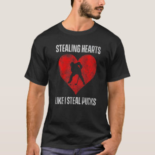 Mens stehlen Herzen wie ich stehle Eishockey-Pucks T-Shirt