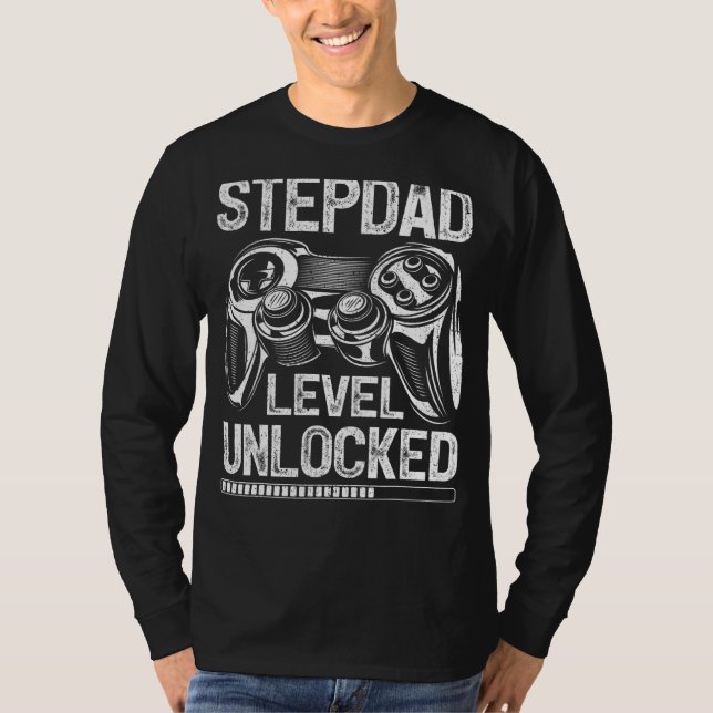 Mens Stepdad Level Unlocks Vater T-Shirt (Vorderseite)