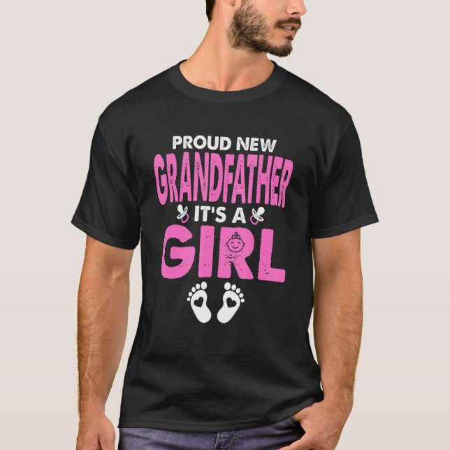 Mens Stolz neuer Großvater seine a Girl Gender Rev T-Shirt (Vorderseite)